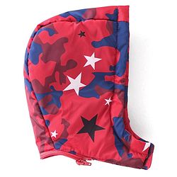 Babyhug Full Sleeves Jacket With Detachable Hood Camouflage Print - Red