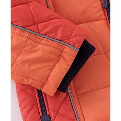 Babyhug Woven Full Sleeves Hoodie Number Print - Orange