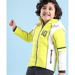 Babyhug Woven Full Sleeves Hoodie Number Print - Neon