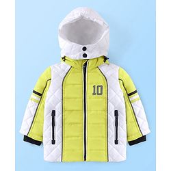 Babyhug Woven Full Sleeves Hoodie Number Print - Neon