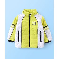 Babyhug Woven Full Sleeves Hoodie Number Print - Neon