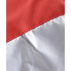 Babyhug Woven Full Sleeves Striped Hoodie - Red & Silver