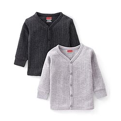 Babyhug Cotton Full Sleeves Thermal Vest Solid Colour Pack Of 2 - Grey