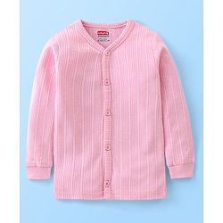 Babyhug Cotton Full Sleeves Thermal Wear Striped Pack Of 2 - Pink & Coral