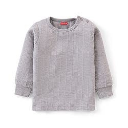 Babyhug Full Sleeves Thermal Wear Pullover Vest & Pant Set - Grey