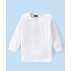 Babyhug Cotton Full Sleeves Solid Color Vest Pullover & Bottom Thermal Wear Combo Pack Of 3 -Off White