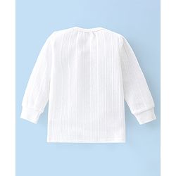 Babyhug Cotton Full Sleeves Solid Color Vest Pullover & Bottom Thermal Wear Combo Pack Of 3 -Off White