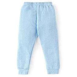Babyhug Full Sleeves Thermal Wear Pullover Vest & Pant Set - Blue
