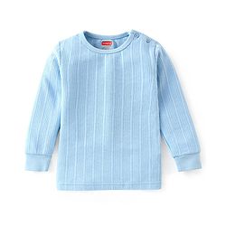 Babyhug Full Sleeves Thermal Wear Pullover Vest & Pant Set - Blue