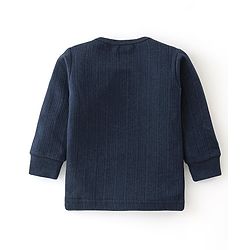 Babyhug Full Sleeves Thermal Wear Pullover Vest & Pant Set - Dark Navy
