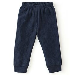 Babyhug Full Sleeves Thermal Wear Pullover Vest & Pant Set - Dark Navy