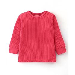 Babyhug Full Sleeves Thermal Wear Pullover Vest & Pant Set - Coral