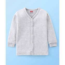 Babyhug Full Sleeves Thermal Vest & Legging Set Solid Colour - Light Grey