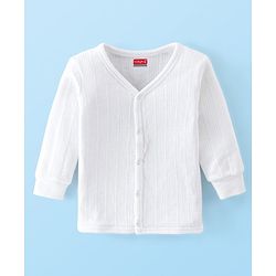 Babyhug Full Sleeves Thermal Vest & Legging Set Solid Colour - Offwhite
