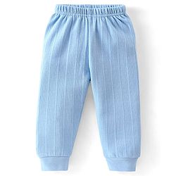 Babyhug Cotton Full Sleeves Front Open Thermal Vest And Leggings- Blue