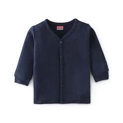 Babyhug Full Sleeves Solid Thermal Vest & Pajama Set - Dark Navy