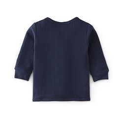 Babyhug Full Sleeves Solid Thermal Vest & Pajama Set - Dark Navy