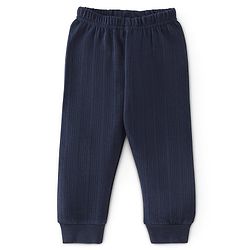 Babyhug Full Sleeves Solid Thermal Vest & Pajama Set - Dark Navy