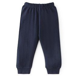 Babyhug Full Sleeves Solid Thermal Vest & Pajama Set - Dark Navy
