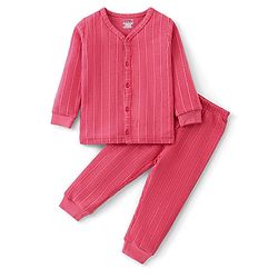 Babyhug Full Sleeves Solid Color Thermal Inner Wear Set - Coral