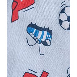 Babyhug Half Sleeve 100% Cotton Knitted Football Printed Shirt - Blue