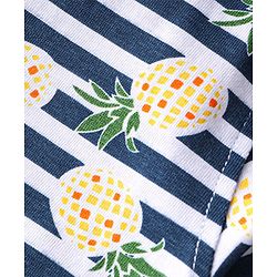 Babyhug 100% Cotton Knitted Half Sleeves Shirt Pineapple Print - Navy Blue