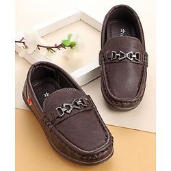 Cute Walk by Babyhug Slip On Formal & Partywear Shoes with Applique - Dark Brown