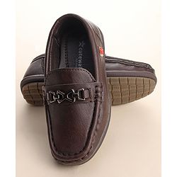 Cute Walk by Babyhug Slip On Formal & Partywear Shoes with Applique - Dark Brown