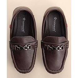 Cute Walk by Babyhug Slip On Formal & Partywear Shoes with Applique - Dark Brown