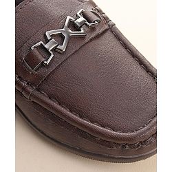 Cute Walk by Babyhug Slip On Formal & Partywear Shoes with Applique - Dark Brown