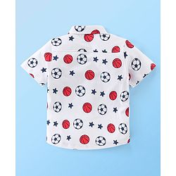 Babyhug 100% Cotton Knitted Half Sleeves Shirt Football Print - White