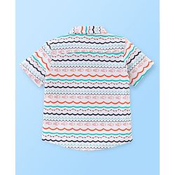 Babyhug 100% Cotton Knit Half Sleeves Fish Print Shirt - Multicolour