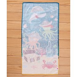Babyhug Cotton Terry Woven Marine Life Print Towel L 101.6 x B 50.8 cm - Blue