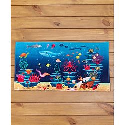 Babyhug Terry Woven Sea Life  Print Towel L 100 x B 50 cm - Blue