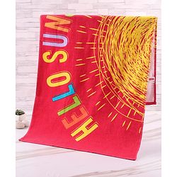 Babyhug Terry Woven Sunshine Print Towel L 101.6 x B 50.8 cm - Red