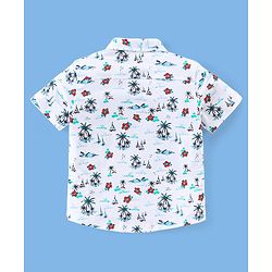 Babyhug Half Sleeves 100% Cotton  Knitted Floral Printed Shirt - White