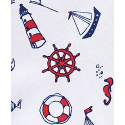 Babyhug 100% Cotton Knitted Half Sleeves Shirt Boat Print - White