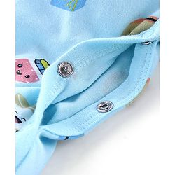 Babyhug Cotton Knit Full Sleeves Footed Sleepsuit Food Print - Light Blue