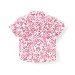 Babyhug Cotton Knit Half Sleeves Regular Collar Shirt Floral Print- Pink