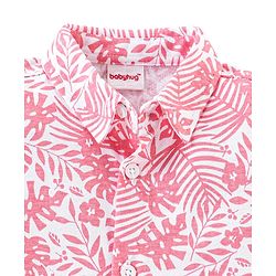 Babyhug Cotton Knit Half Sleeves Regular Collar Shirt Floral Print- Pink