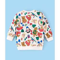 Babyhug Cotton Full Sleeves Sweatshirt With Bear & Penguin Print- Off White
