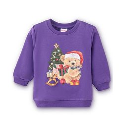 Babyhug Cotton Full Sleeves Sweatshirt with Christmas Graphic Print - Purple