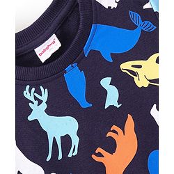 Babyhug Cotton Full Sleeves Sweatshirt Bear & Whale Print- Navy Blue