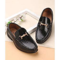 Cute Walk by Babyhug Slip On Formal & Partywear Shoes with Applique - Black