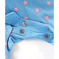 Babyhug Cotton Knit Full Sleeves Sleep Suits With Star & Polar Bear Print - Blue