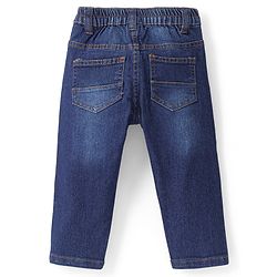 Babyhug Denim Full Length Washed Jeans With Stretch - Dark Blue