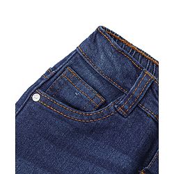 Babyhug Denim Full Length Washed Jeans With Stretch - Dark Blue