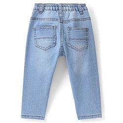 Babyhug Denim Full Length Washed Jeans With Stretch - Light Blue