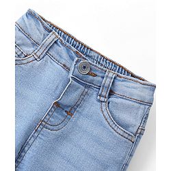 Babyhug Denim Full Length Washed Jeans With Stretch - Light Blue