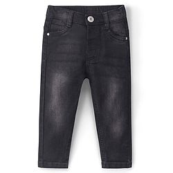 Babyhug Denim Full Length Washed Jeans With Stretch - Black
